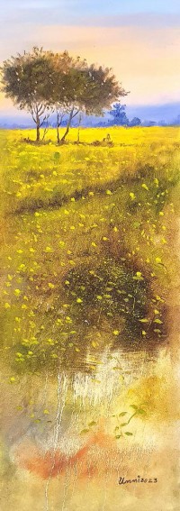 Tahir Bilal Ummi, 12 x 36 Inch, Oil on Canvas, Landscape Painting, AC-TBL-076